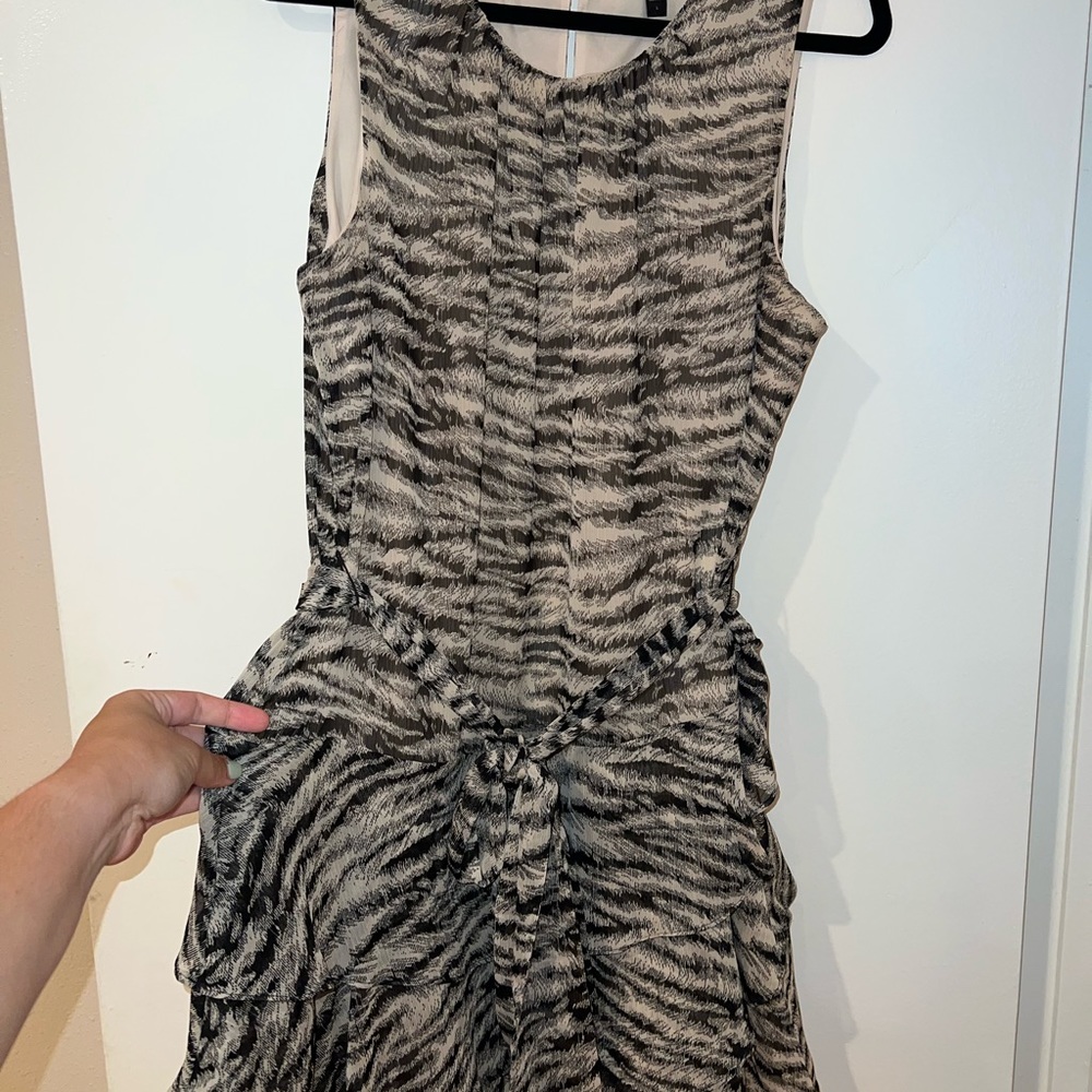 Express Zebra Print Mini Dress w/belt - Picture 3 of 7